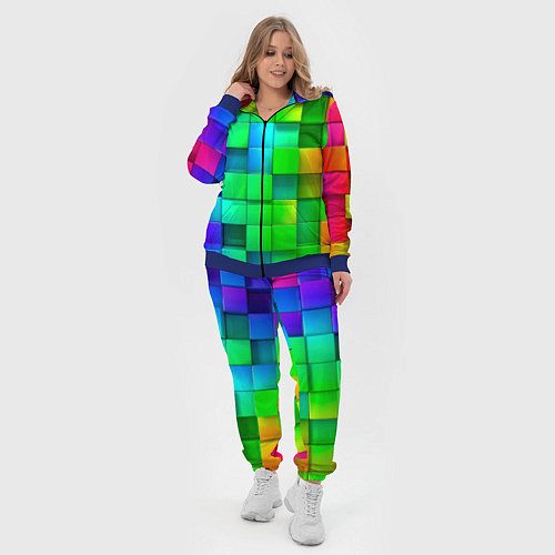 Женский костюм РАЗНОЦВЕТНЫЕ КУБИКИ MULTICOLORED CUBES / 3D-Синий – фото 4