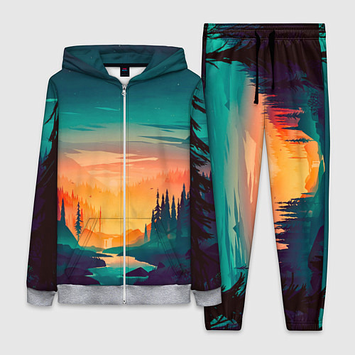 Женский костюм Лес на закате природа / 3D-Меланж – фото 1