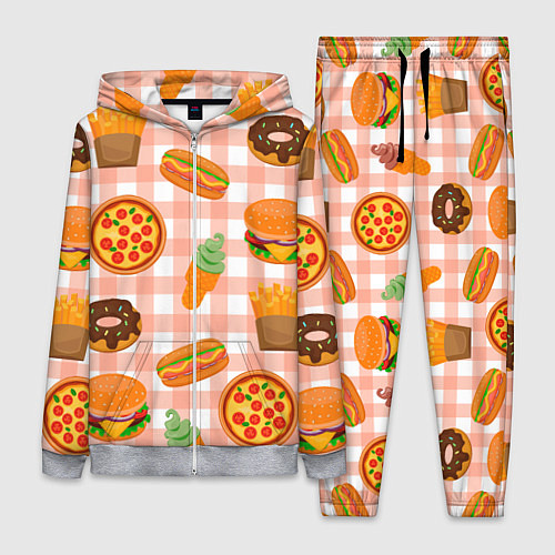 Женский костюм PIZZA DONUT BURGER FRIES ICE CREAM pattern / 3D-Меланж – фото 1