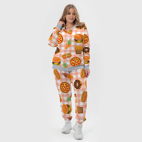 Женский костюм PIZZA DONUT BURGER FRIES ICE CREAM pattern / 3D-Меланж – фото 4