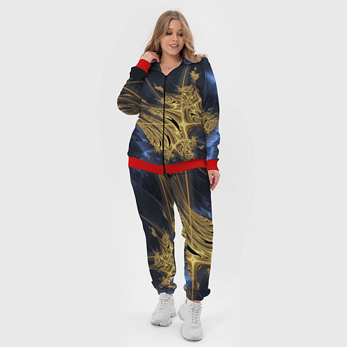 Женский костюм Фрактальная футуристическая композиция Абстракция / 3D-Красный – фото 4