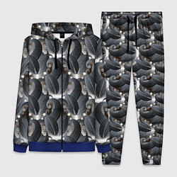 Женский 3D-костюм Стильные черные листья, цвет: 3D-синий