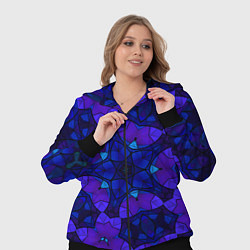 Женский 3D-костюм Калейдоскоп -геометрический сине-фиолетовый узор, цвет: 3D-черный — фото 2