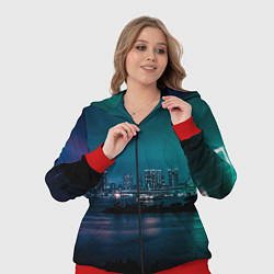 Женский 3D-костюм Неоновый город с рекой - Светло-зелёный, цвет: 3D-красный — фото 2