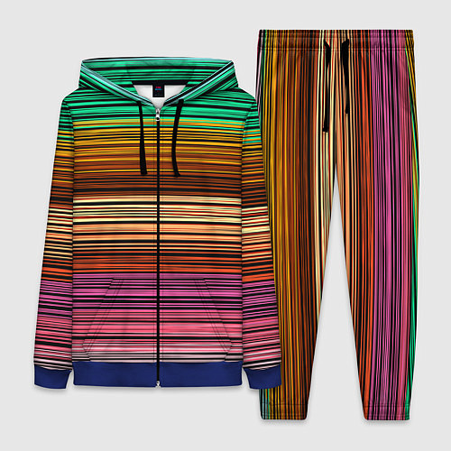 Женский костюм Multicolored thin stripes Разноцветные полосы / 3D-Синий – фото 1
