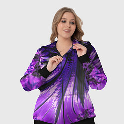 Женский 3D-костюм Неоновый фрактал черный с фиолетовым Абстракция, цвет: 3D-черный — фото 2