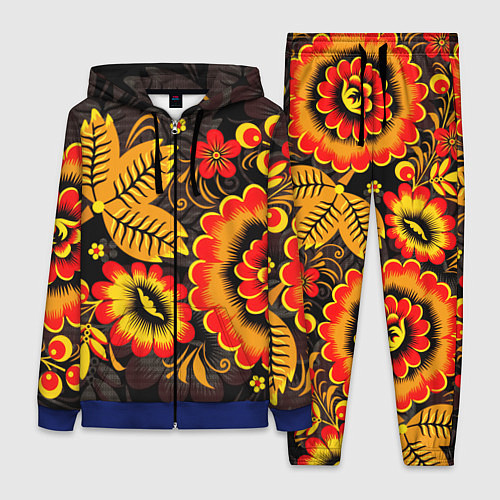 Женский костюм Хохломская Роспись Цветы На Тёмном Фоне / 3D-Синий – фото 1