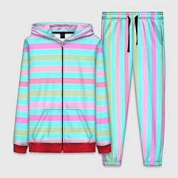 Женский костюм Pink turquoise stripes horizontal Полосатый узор