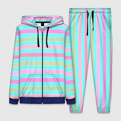 Женский костюм Pink turquoise stripes horizontal Полосатый узор