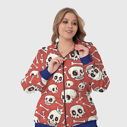Женский 3D-костюм Черепа на красном фоне, цвет: 3D-синий — фото 2