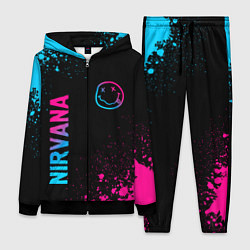 Женский 3D-костюм Nirvana - neon gradient: символ и надпись вертикал, цвет: 3D-черный