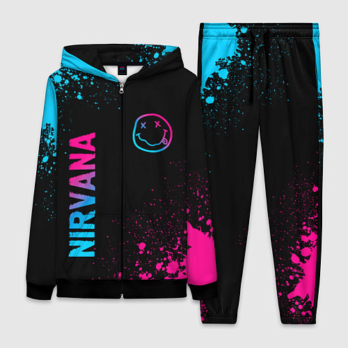 Женский костюм Nirvana - neon gradient: символ и надпись вертикал / 3D-Черный – фото 1