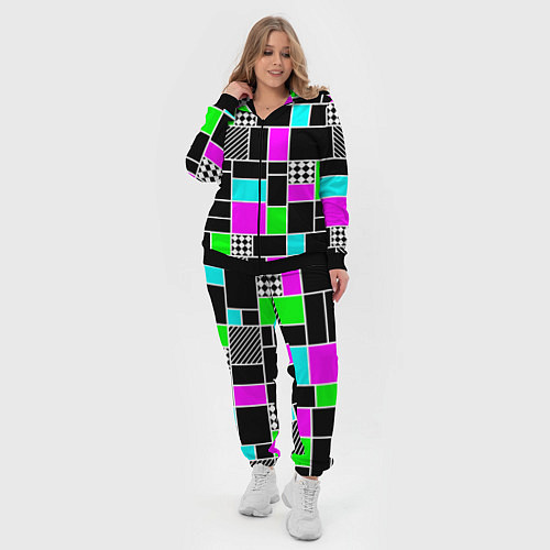 Женский костюм Неоновый геометрический узор на черном / 3D-Черный – фото 4