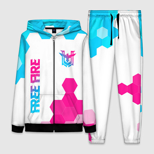 Женский костюм Free Fire neon gradient style: символ и надпись ве / 3D-Черный – фото 1