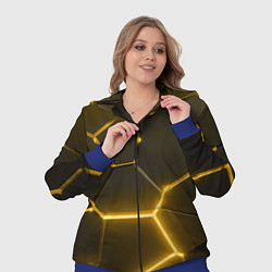 Женский 3D-костюм Золотые неоновые геометрические плиты, цвет: 3D-синий — фото 2