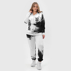 Женский 3D-костюм Skillet и рок символ на светлом фоне, цвет: 3D-белый — фото 2