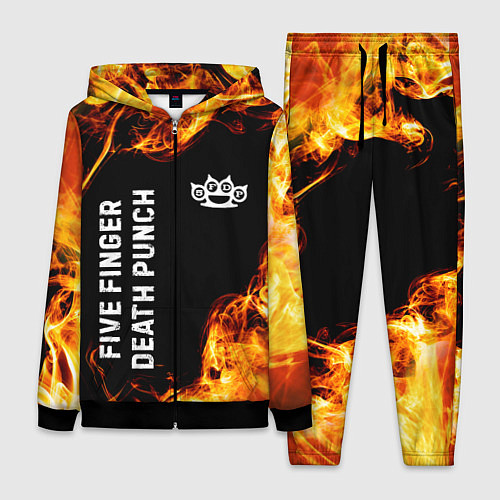 Женский костюм Five Finger Death Punch и пылающий огонь / 3D-Черный – фото 1
