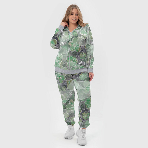 Женский костюм Зеленые цветы на сером мраморном фоне / 3D-Меланж – фото 4