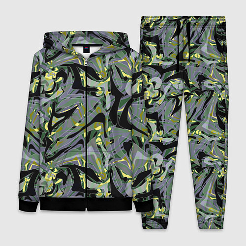 Женский костюм Черный, серые, желтые каракули / 3D-Черный – фото 1