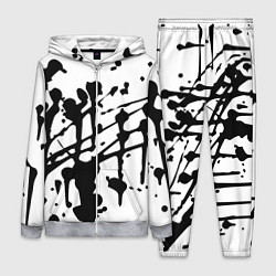 Женский костюм Чёрные кляксы на белом фоне - минимализм