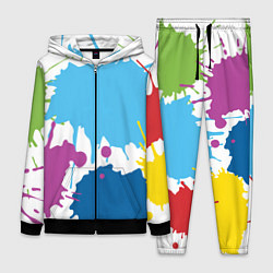 Женский 3D-костюм Цветные кляксы на белом фоне, цвет: 3D-черный