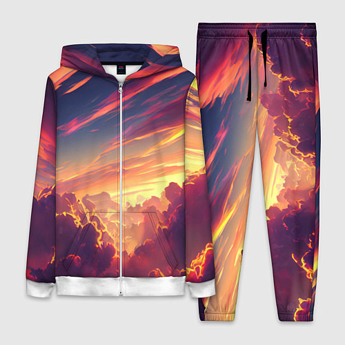 Женский костюм Закатное солнце в облаках / 3D-Белый – фото 1