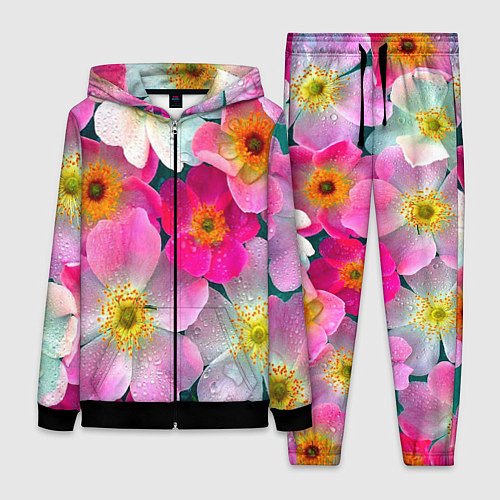 Женский костюм Сказочные разноцветные цветы / 3D-Черный – фото 1