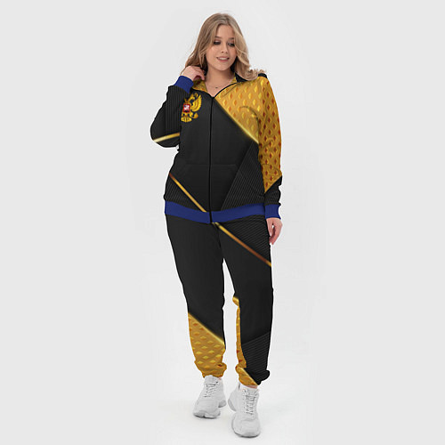 Женский костюм Герб России на черном фоне с золотыми вставками / 3D-Синий – фото 4