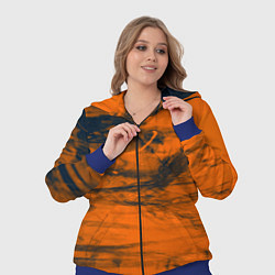 Женский 3D-костюм Абстрактная оранжевая поверхность и чёрные тени, цвет: 3D-синий — фото 2