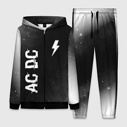 Женский 3D-костюм AC DC glitch на темном фоне: надпись, символ, цвет: 3D-черный