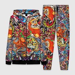 Женский 3D-костюм Красочная иллюстрация, цвет: 3D-черный