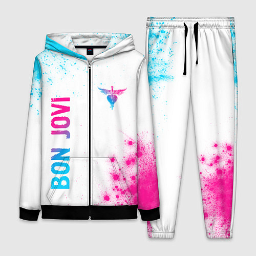 Женский костюм Bon Jovi neon gradient style: надпись, символ / 3D-Черный – фото 1