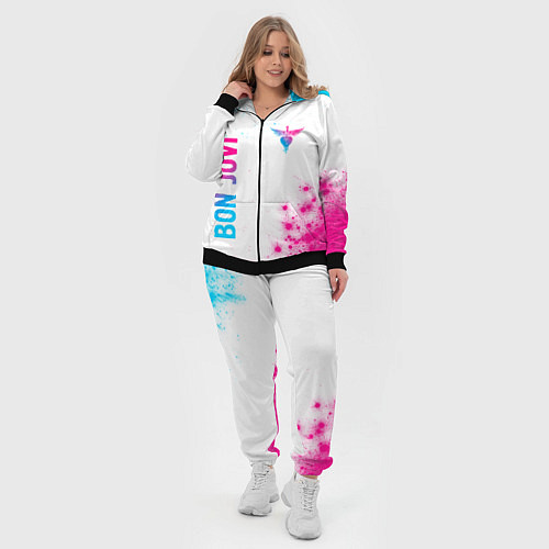 Женский костюм Bon Jovi neon gradient style: надпись, символ / 3D-Черный – фото 4