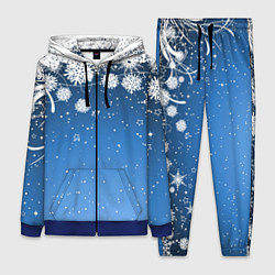 Женский костюм Снежный узор на синем фоне