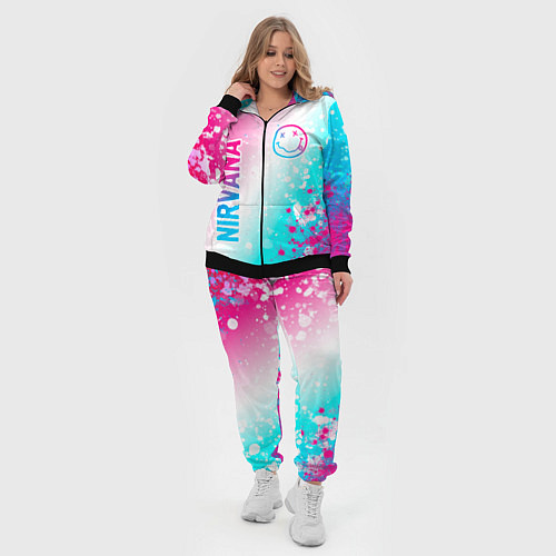 Женский костюм Nirvana neon gradient style: надпись, символ / 3D-Черный – фото 4