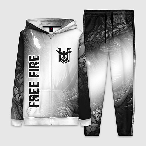 Женский костюм Free Fire glitch на светлом фоне: надпись, символ / 3D-Белый – фото 1