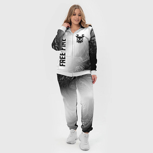 Женский костюм Free Fire glitch на светлом фоне: надпись, символ / 3D-Белый – фото 4