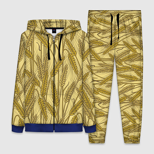 Женский костюм Винтажные колоски пшеницы / 3D-Синий – фото 1