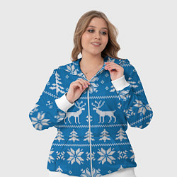 Женский 3D-костюм Рождественский синий свитер с оленями, цвет: 3D-белый — фото 2