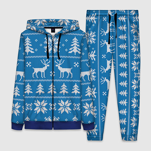 Женский костюм Рождественский синий свитер с оленями / 3D-Синий – фото 1
