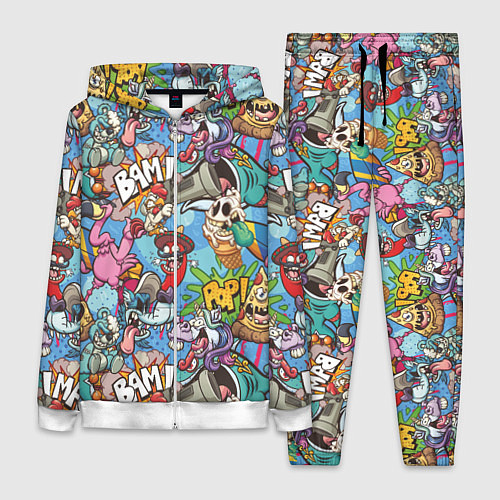 Женский костюм Сумасшедший поп-арт / 3D-Белый – фото 1