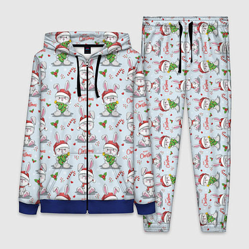 Женский костюм Милые новогодние кролики / 3D-Синий – фото 1