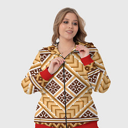 Женский 3D-костюм Индейский пиксельный орнамент, цвет: 3D-красный — фото 2