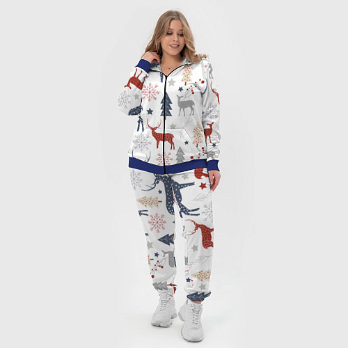 Женский костюм Олени в новогоднем лесу / 3D-Синий – фото 4