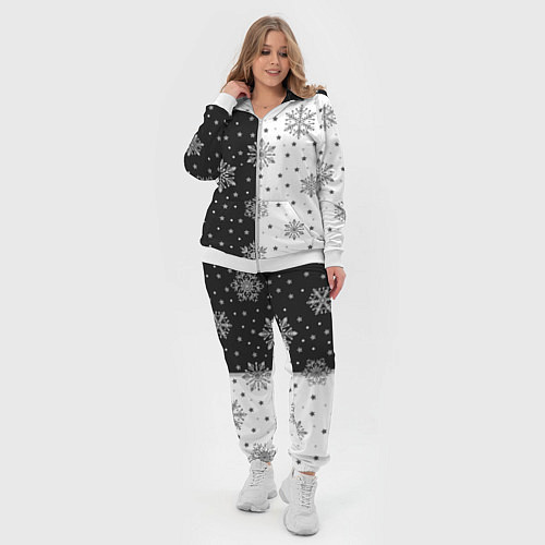 Женский костюм Рождественские снежинки на черно-белом фоне / 3D-Белый – фото 4
