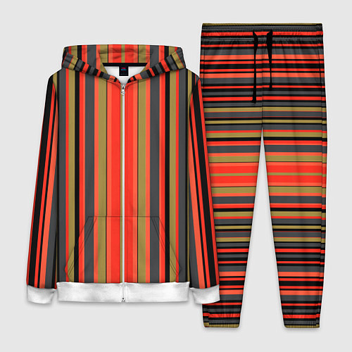 Женский костюм Вертикальные полосы в оранжево-коричневых тонах / 3D-Белый – фото 1