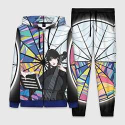 Женский 3D-костюм Уэнсдэй играет на виолончели на фоне окна, цвет: 3D-синий