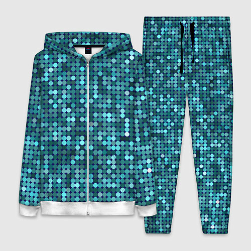 Женский костюм Блеск пайеток изумрудных бирюзовых / 3D-Белый – фото 1