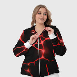 Женский 3D-костюм Красные неоновые трещины, цвет: 3D-белый — фото 2