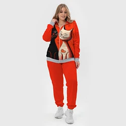 Женский 3D-костюм Влюблённые кошки на красном фоне, цвет: 3D-меланж — фото 2